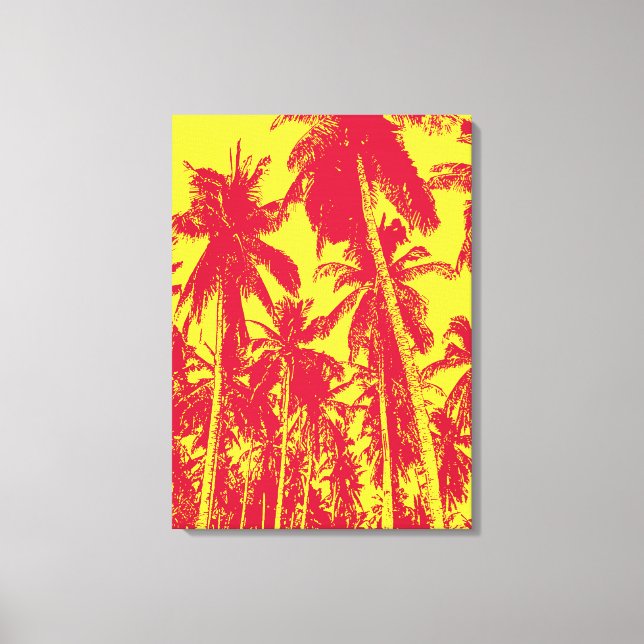 Palm Trees in Red and Yellow Canvas Print (Front)
