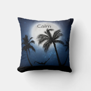 Palm trees in the moonlight cushion