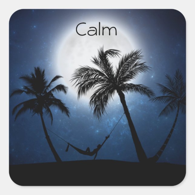 Palm trees in the moonlight square sticker (Front)
