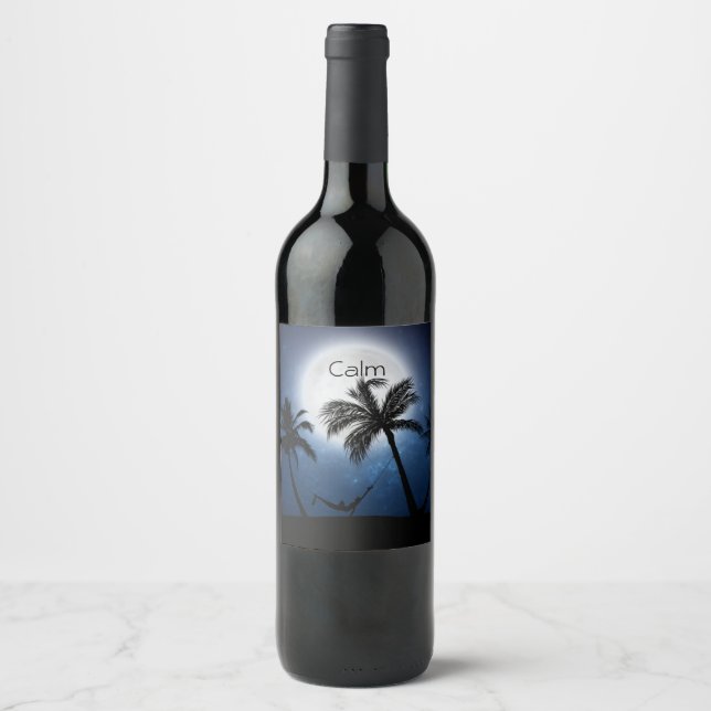 Palm trees in the moonlight wine label (Front)