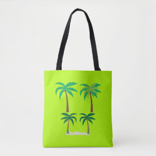 Palm Trees, Lime Green Summer Tote Bag