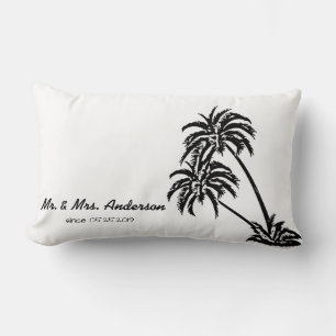 Palm Trees Love Tropical Wedding Personalised Lumbar Cushion
