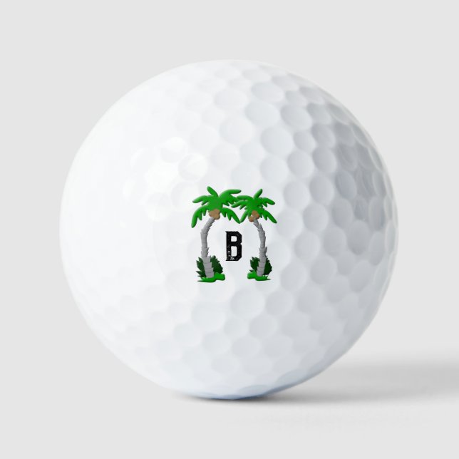 Palm Trees Monogram  Golf Balls (Front)