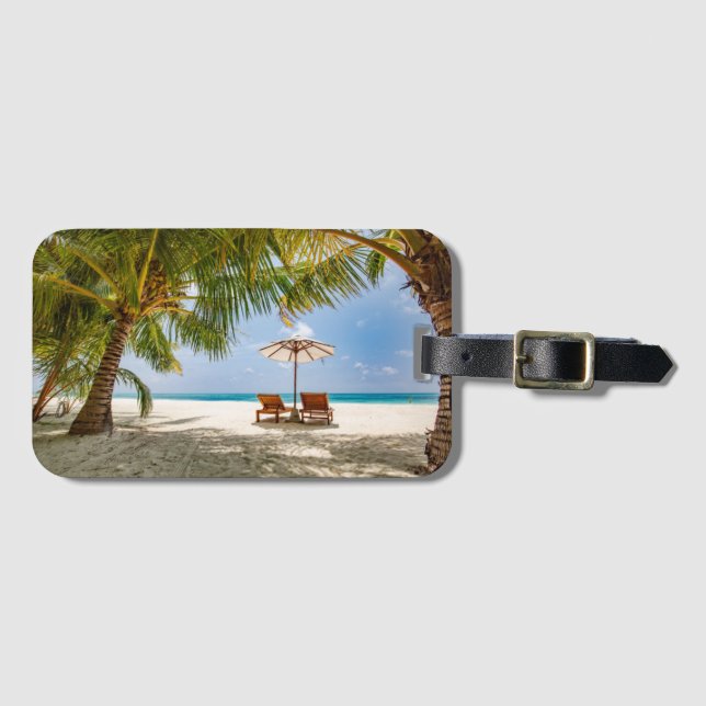 Palm Trees | Moody Sky Luggage Tag (Front Horizontal)