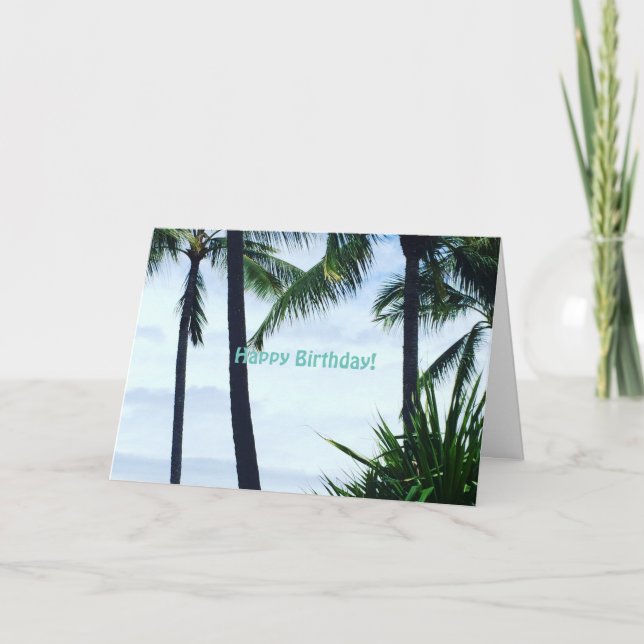 Palm Trees of Hawaii Happy Birthday Card (Front)