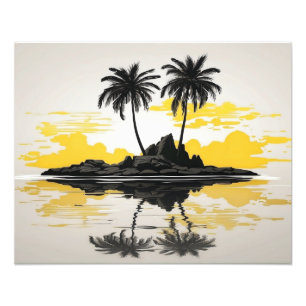 Palm Trees on a Secluded Island at Sunset Photo Print