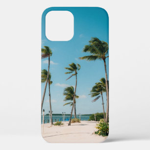 Palm trees on beach shore in the morning iPhone 12 case