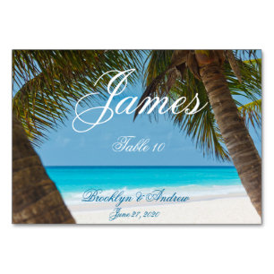 Palm Trees On Beach Wedding Table Cards