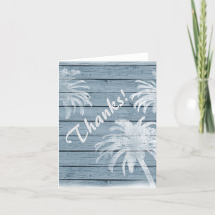 Palm Trees on Rustic Wood Thanks! Beach Thank You Card