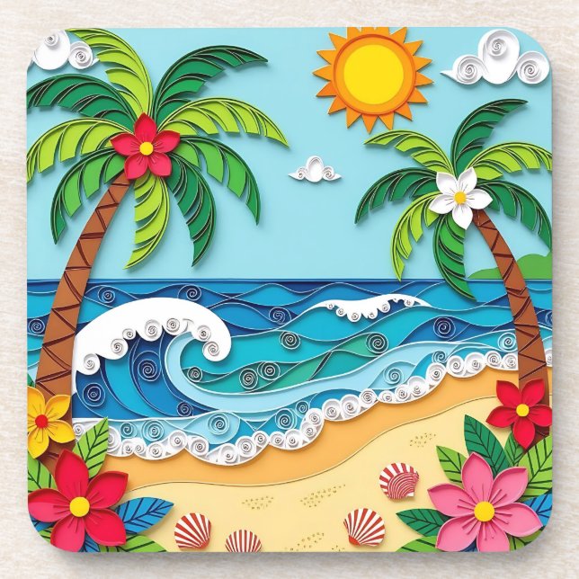 Palm Trees on the Beach  Coaster (Front)