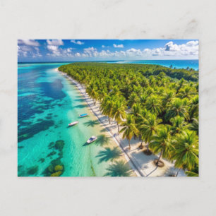 Palm Trees on the Beach of Isla Saona Postcard