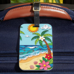 Palm Trees on the Beach Personalized Luggage Tag