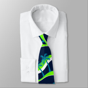 Palm trees on waves tie