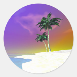 Palm Trees on White Classic Round Sticker
