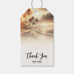 Palm Trees & Orange Sunset Beach Wedding Gift Tags