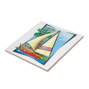 Palm Trees & Sailboat Tile