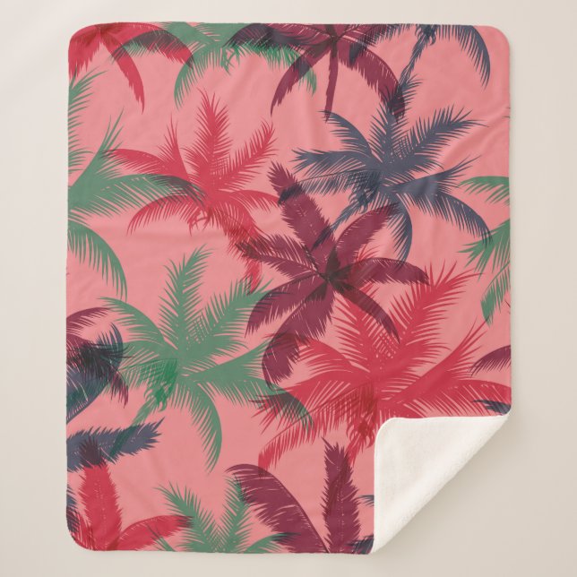 Palm trees seamless pattern sherpa blanket (Front)