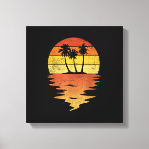 Palm Trees Shirt Retro Sunset 70s Vintage Palm Tre Canvas Print