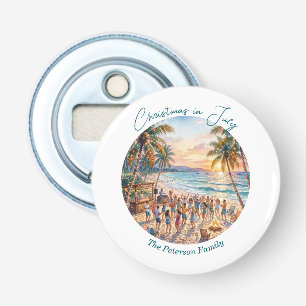 Palm Trees String Lights Party Christmas in July Bottle Opener