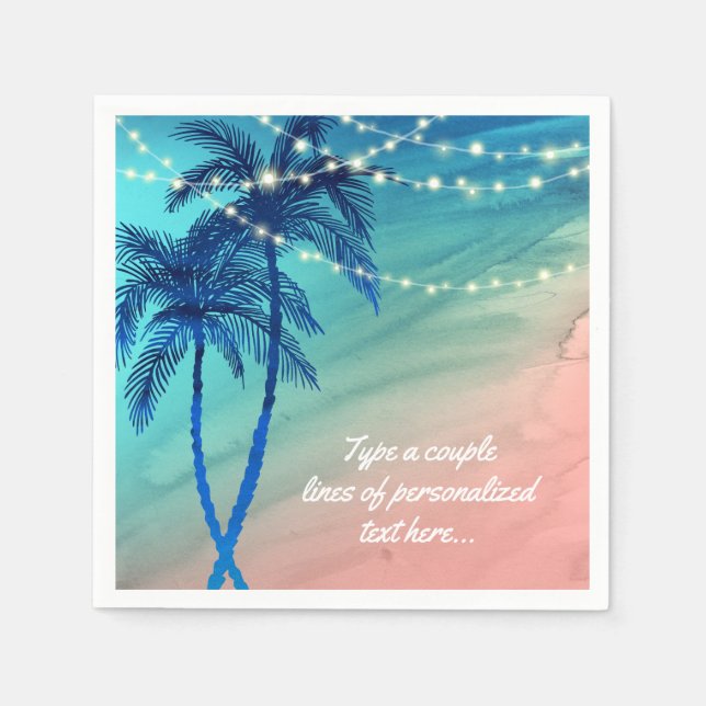 Palm Trees String of Lights Beach Wedding Napkins (Front)