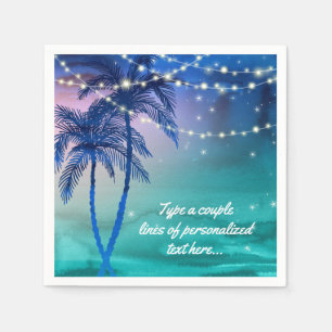 Palm Trees String of Lights Beach Wedding Napkins
