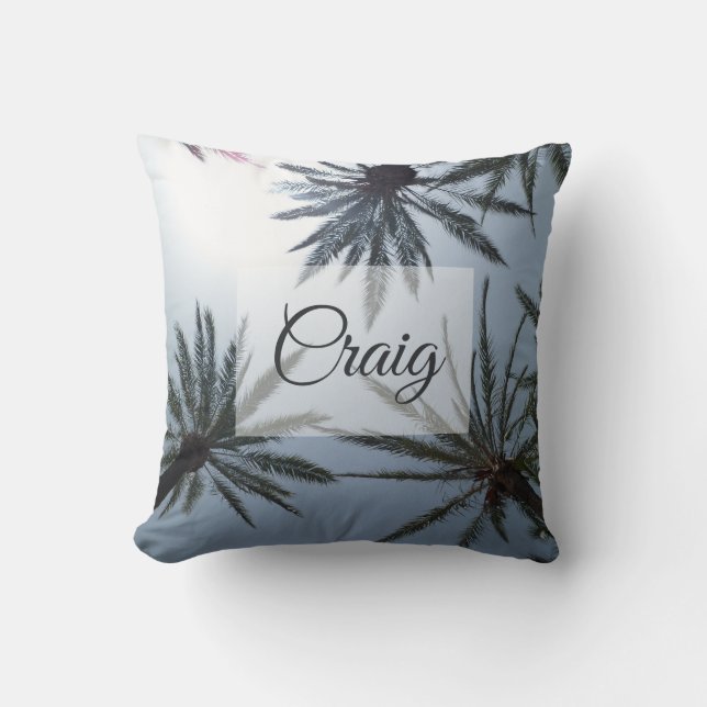 Palm Trees Summer Sky Custom Beach Cushion (Front)