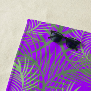 Palm Trees Summer Tropical Neon Beach Towel
