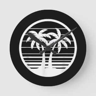 Palm trees Summer Vacation Round Clock