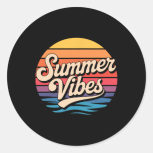 Palm Trees Summer Vibes Retro Surf Sunset Beach Classic Round Sticker
