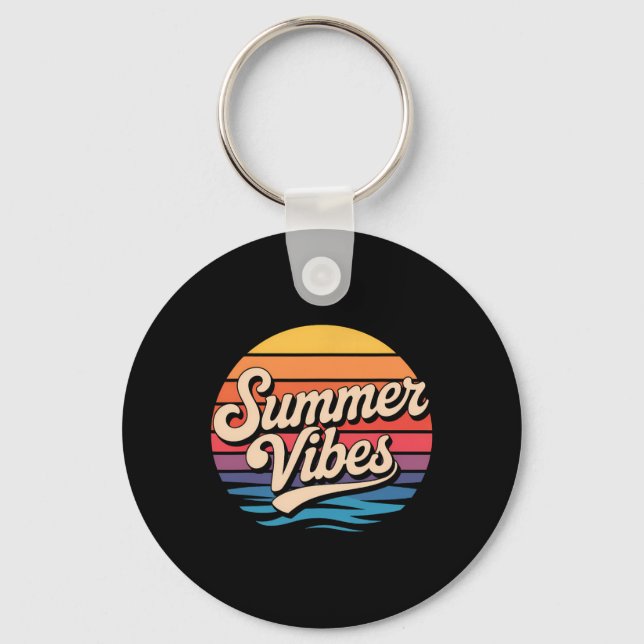 Palm Trees Summer Vibes Retro Surf Sunset Beach  Key Ring (Front)