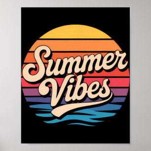Palm Trees Summer Vibes Retro Surf Sunset Beach Poster