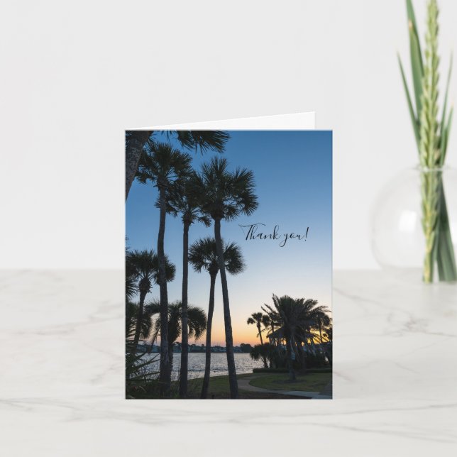 Palm Trees Sunrise Destin Florida Thank You Card (Front)