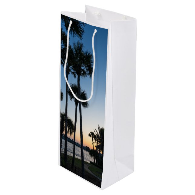 Palm Trees Sunrise Destin Florida Wine Gift Bag (Front Angled)