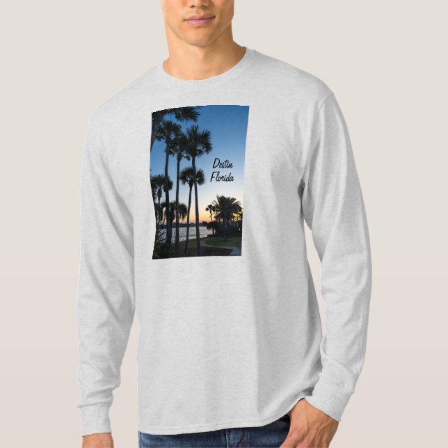 Palm Trees Sunrise Destin Long Sleeve T-Shirt (Front)