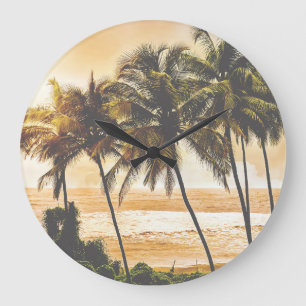 Palm Trees Sunset: Goa Vintage Large Clock