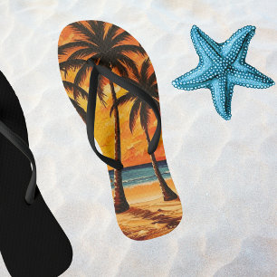 Palm Trees Sunset  Jandals