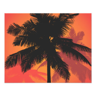 Palm Trees Sunset Silhouettes Photo Print