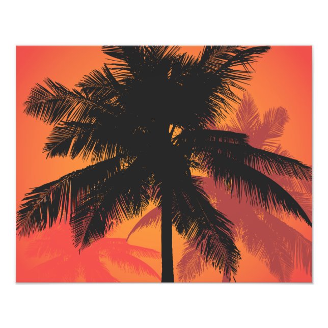 Palm Trees Sunset Silhouettes Photo Print (Front)