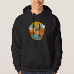 Palm Trees  Surfer Santa Claus Beach Christmas In  Hoodie