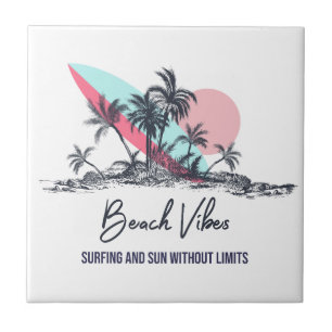 Palm Trees Surfing Board Tile