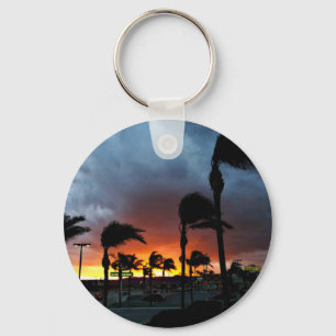 Palm Trees Swaying in the Breeze at Sunset Key Ring