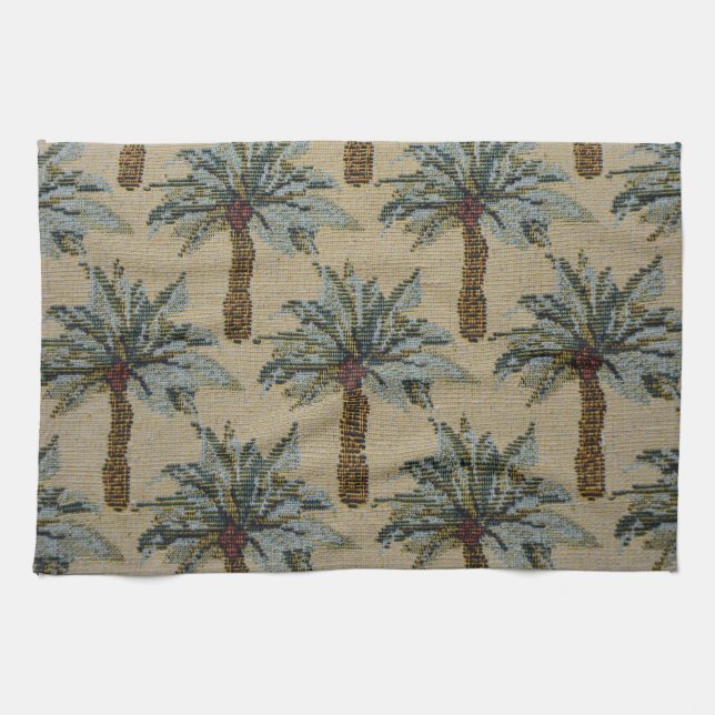 Palm Trees Tapestry Texture Look Tea Towel (Horizontal)