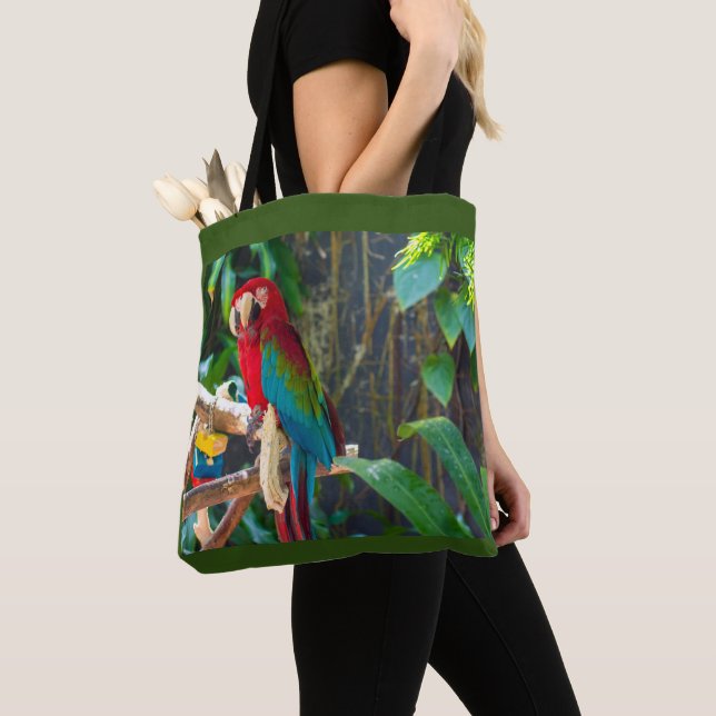 Palm Trees Tropical Birds Tote Bag (Close Up)
