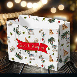 Palm Trees Tropical Christmas Pattern Large Gift Bag