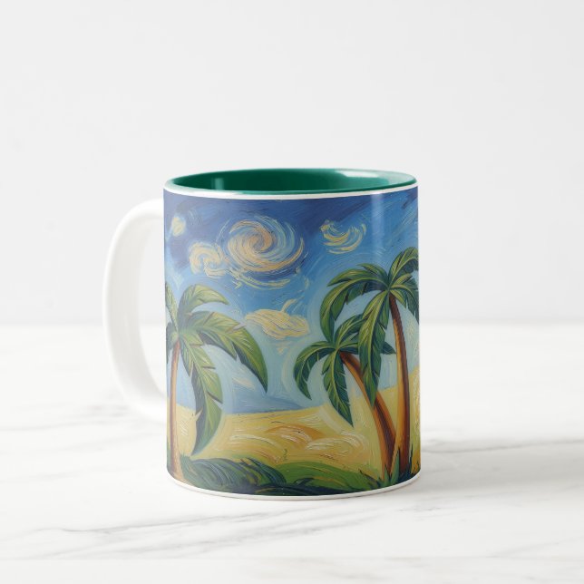 Palm Trees Tropical Impressionist Style Art Mug (Front Left)