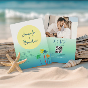 Palm Trees Tropical Island Beach Wedding Invitation