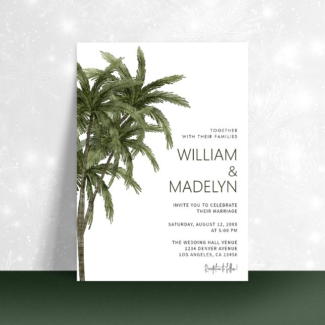 Palm Trees Tropical Island Wedding Invitation (Creator Uploaded)