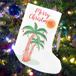 Palm Trees Tropical Merry Christmas Stocking