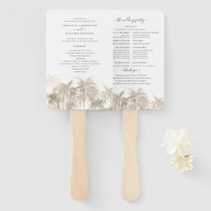 Palm Trees Tropical Modern Wedding Program Hand Fan