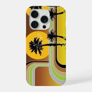 Palm Trees Tropical Retro Beach Sunset Stripes Mod iPhone 15 Pro Case